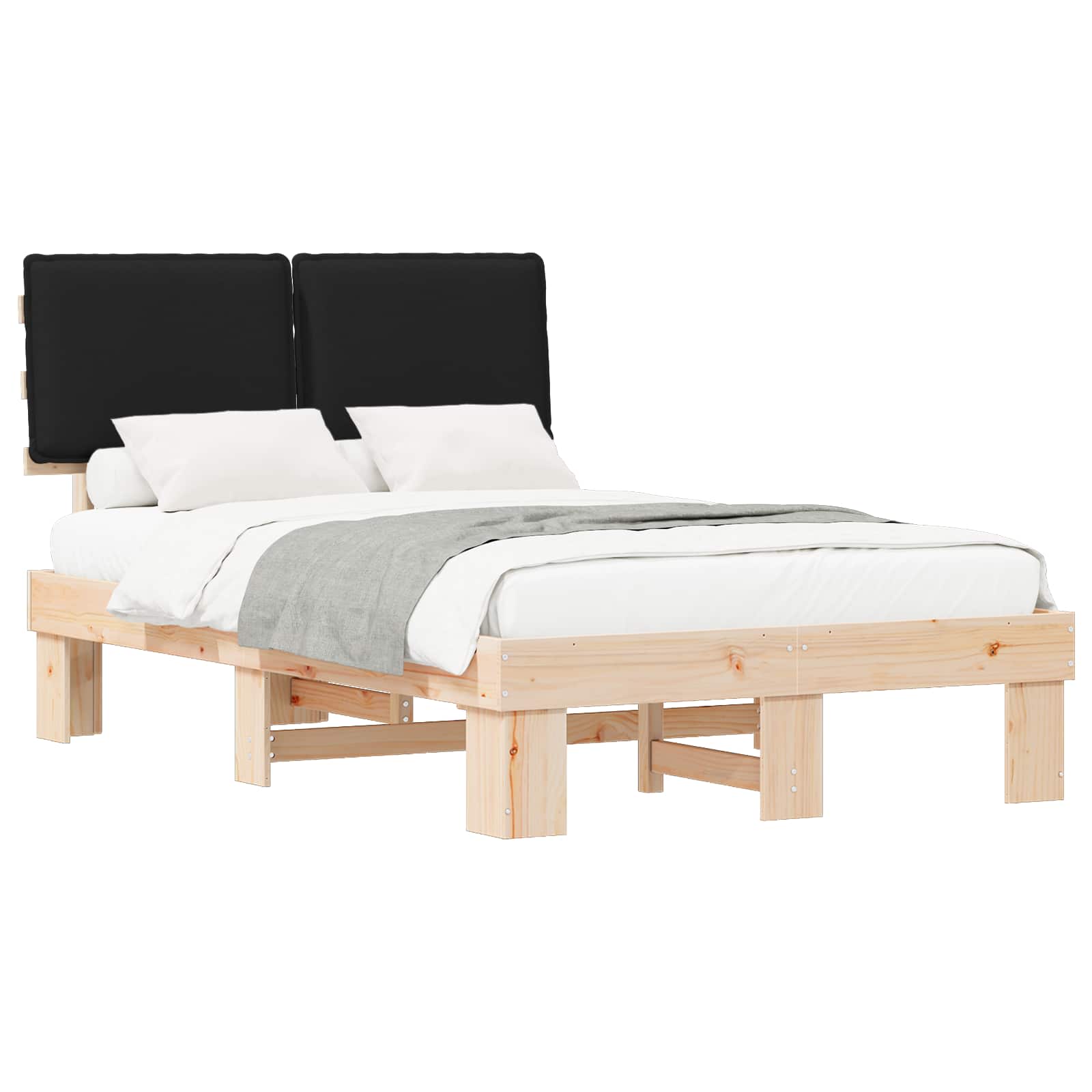 Bedframe met Gevoerd Hoofdgedeelte Zwart 120 x 200 cm