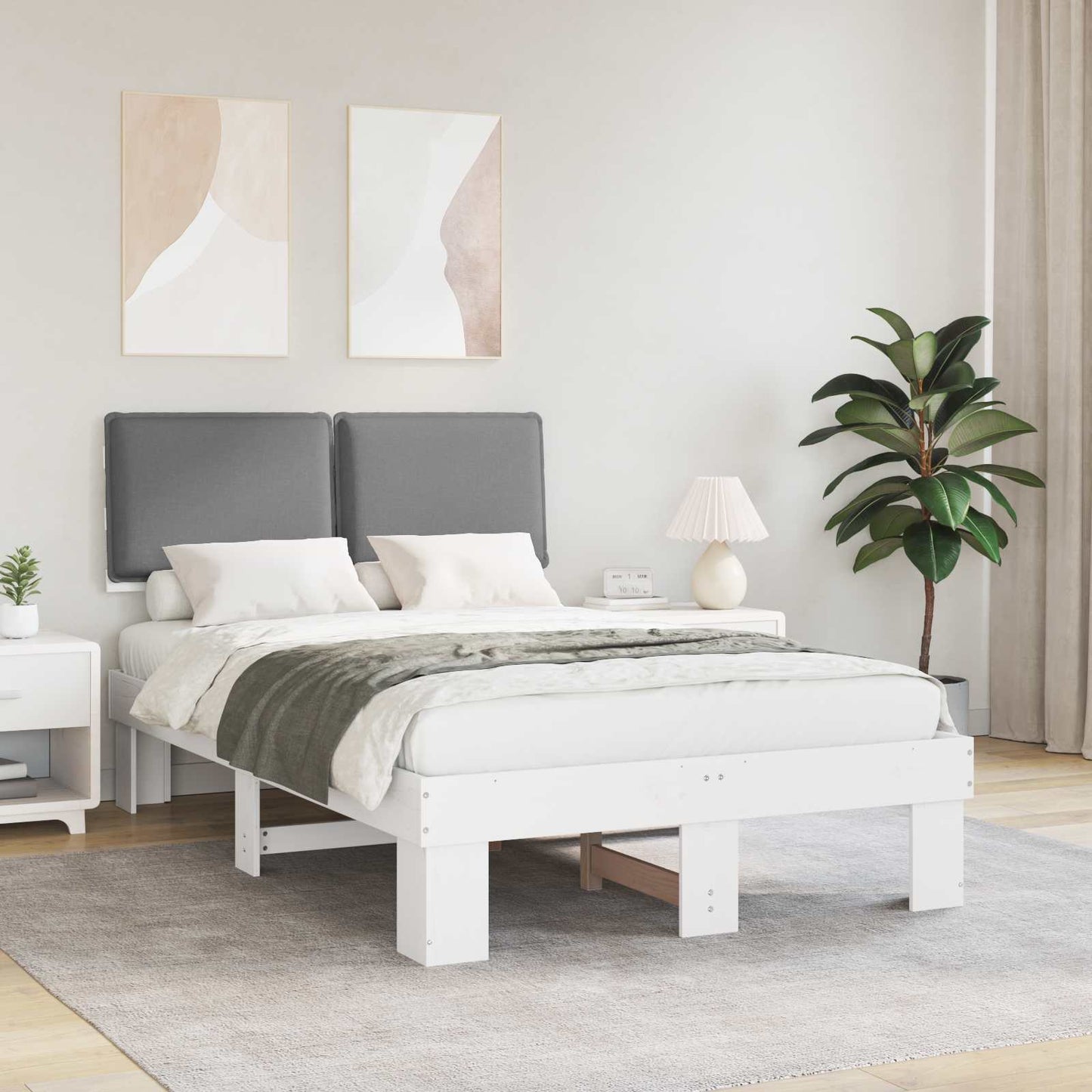 Bedframe met Gevoerd Hoofdgedeelte Lichtgrijs 120 x 200 cm
