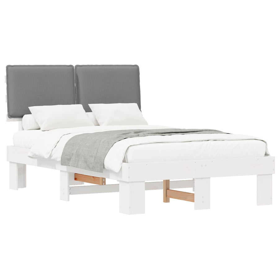 Bedframe met Gevoerd Hoofdgedeelte Lichtgrijs 120 x 200 cm