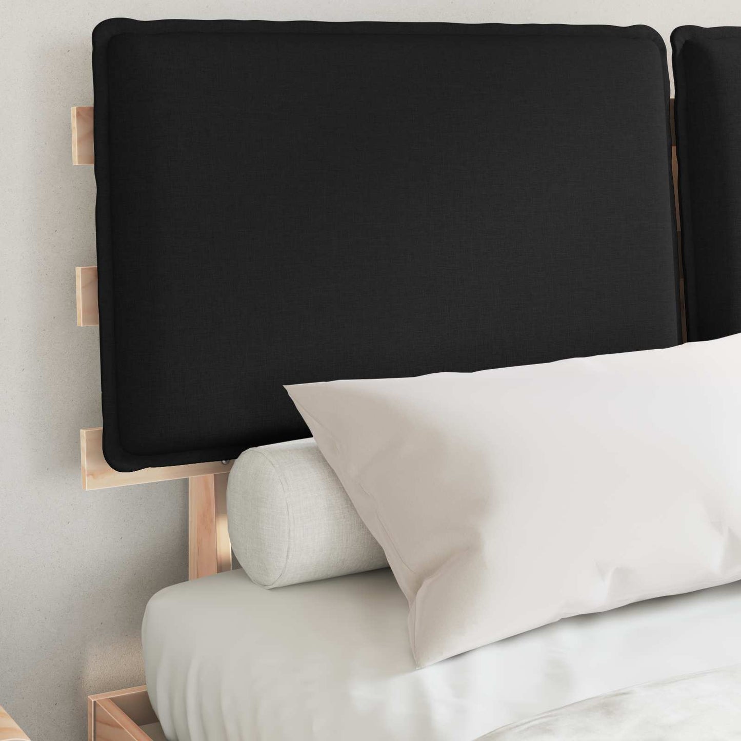 Bedframe met Gevoerd Hoofdgedeelte Zwart 140 x 190 cm