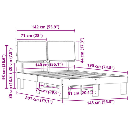 Bedframe met Gevoerd Hoofdgedeelte Taupe 140 x 190 cm