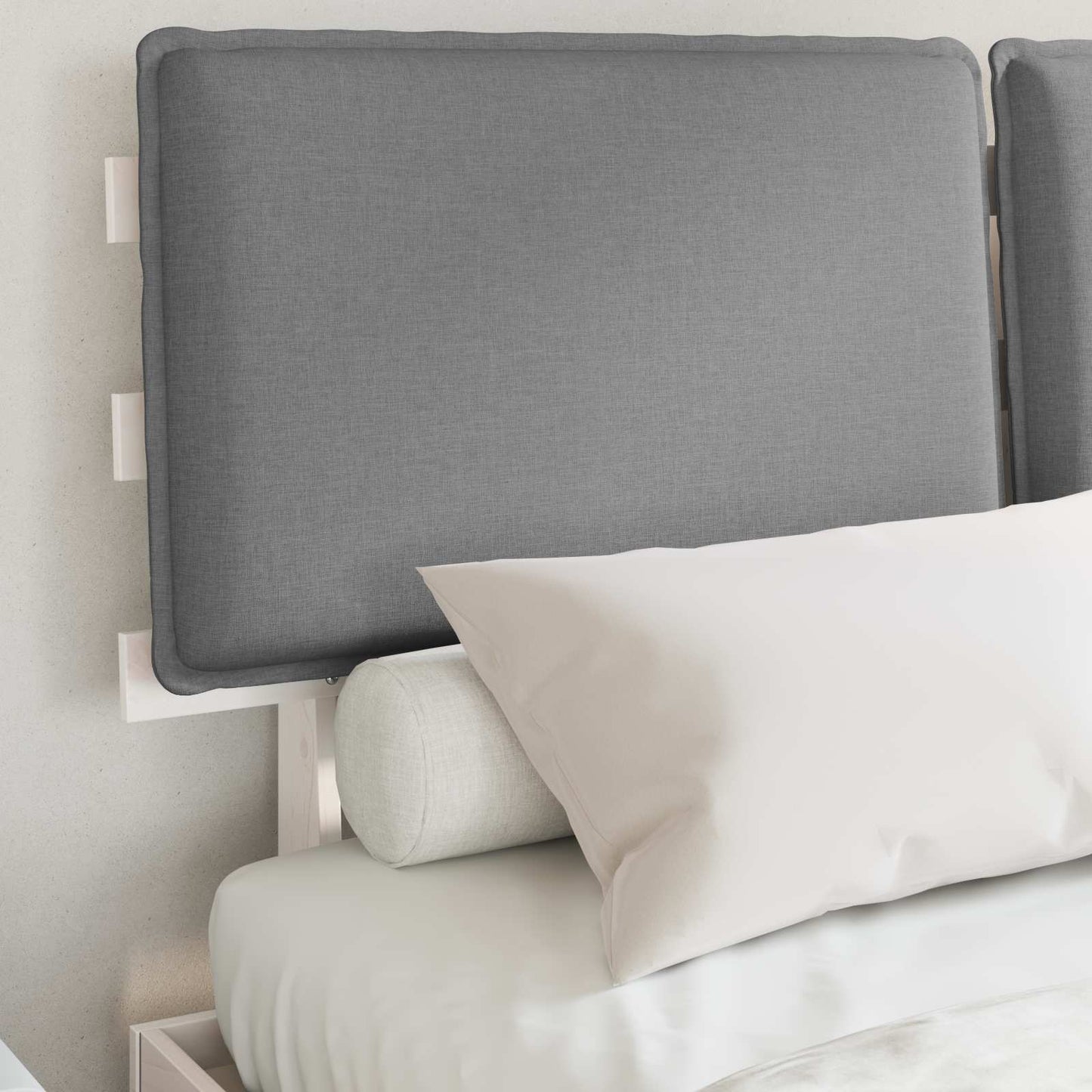 Bedframe met Gevoerd Hoofdgedeelte Lichtgrijs 140 x 190 cm