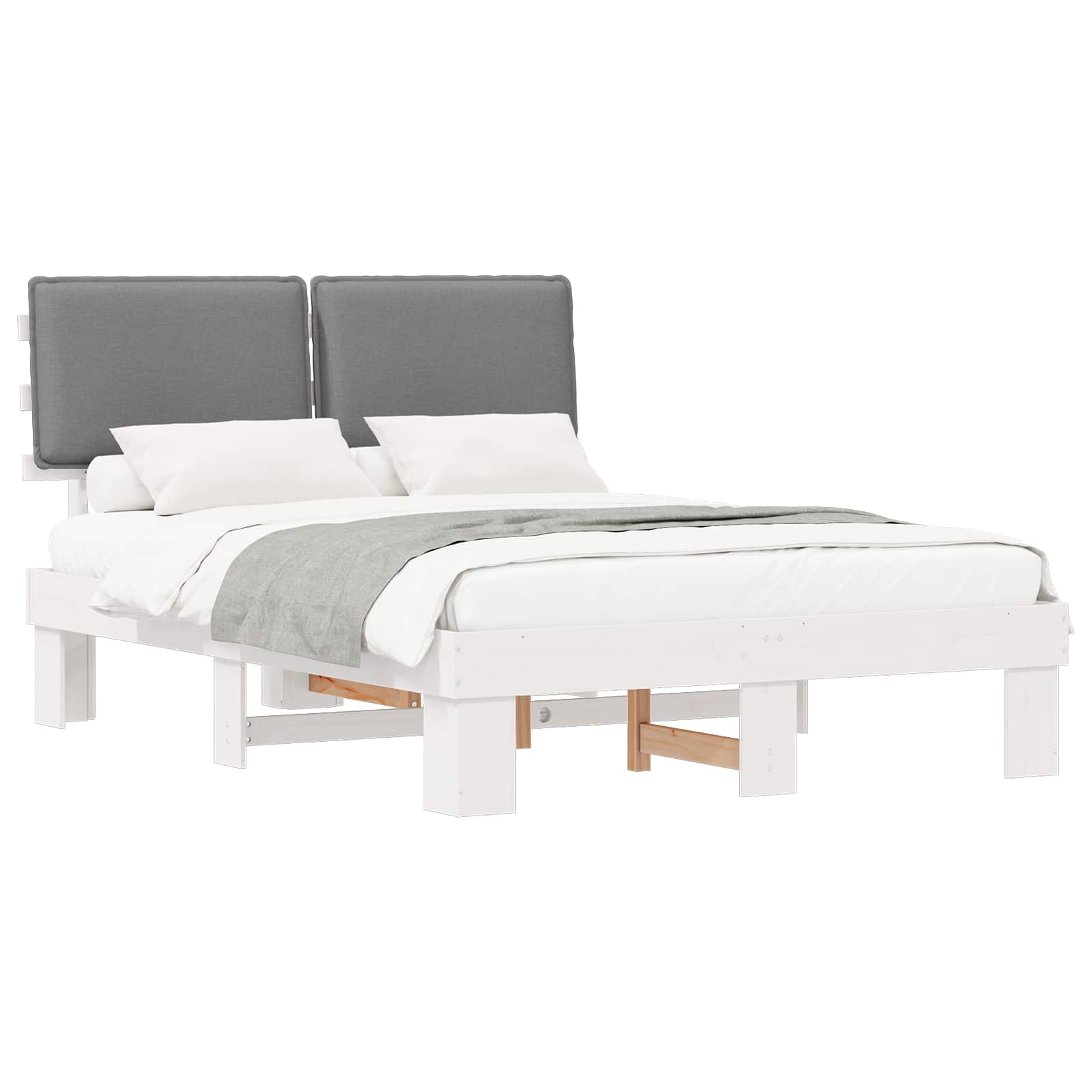 Bedframe met Gevoerd Hoofdgedeelte Lichtgrijs 140 x 190 cm
