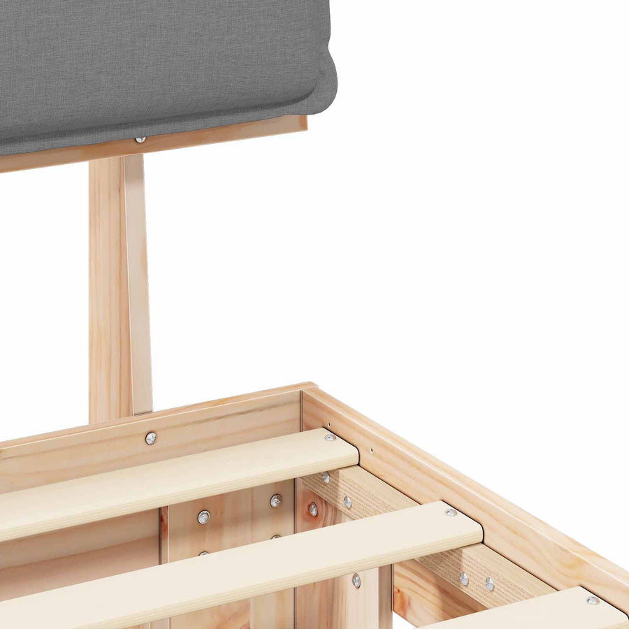 Bedframe met Gevoerd Hoofdgedeelte Lichtgrijs 135 x 190 cm