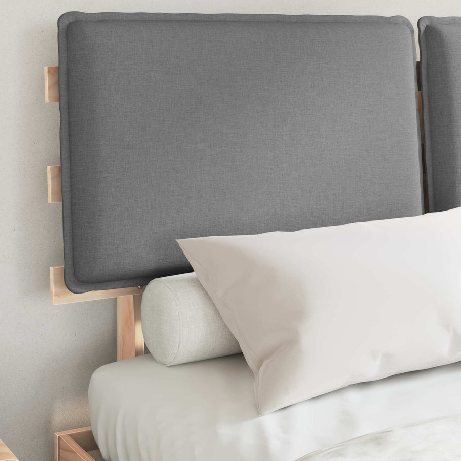 Bedframe met Gevoerd Hoofdgedeelte Lichtgrijs 135 x 190 cm