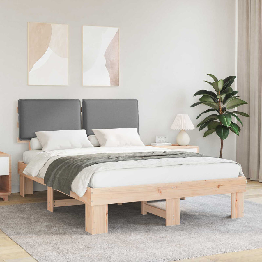 Bedframe met Gevoerd Hoofdgedeelte Lichtgrijs 135 x 190 cm