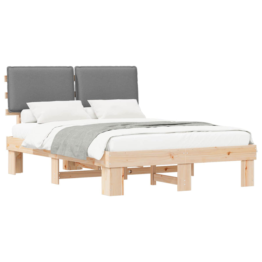 Bedframe met Gevoerd Hoofdgedeelte Lichtgrijs 135 x 190 cm