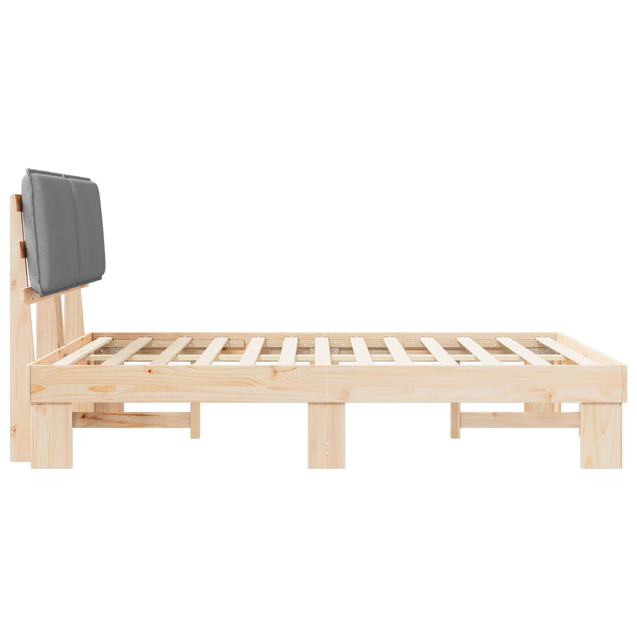 Bedframe met Gevoerd Hoofdgedeelte Lichtgrijs 135 x 190 cm