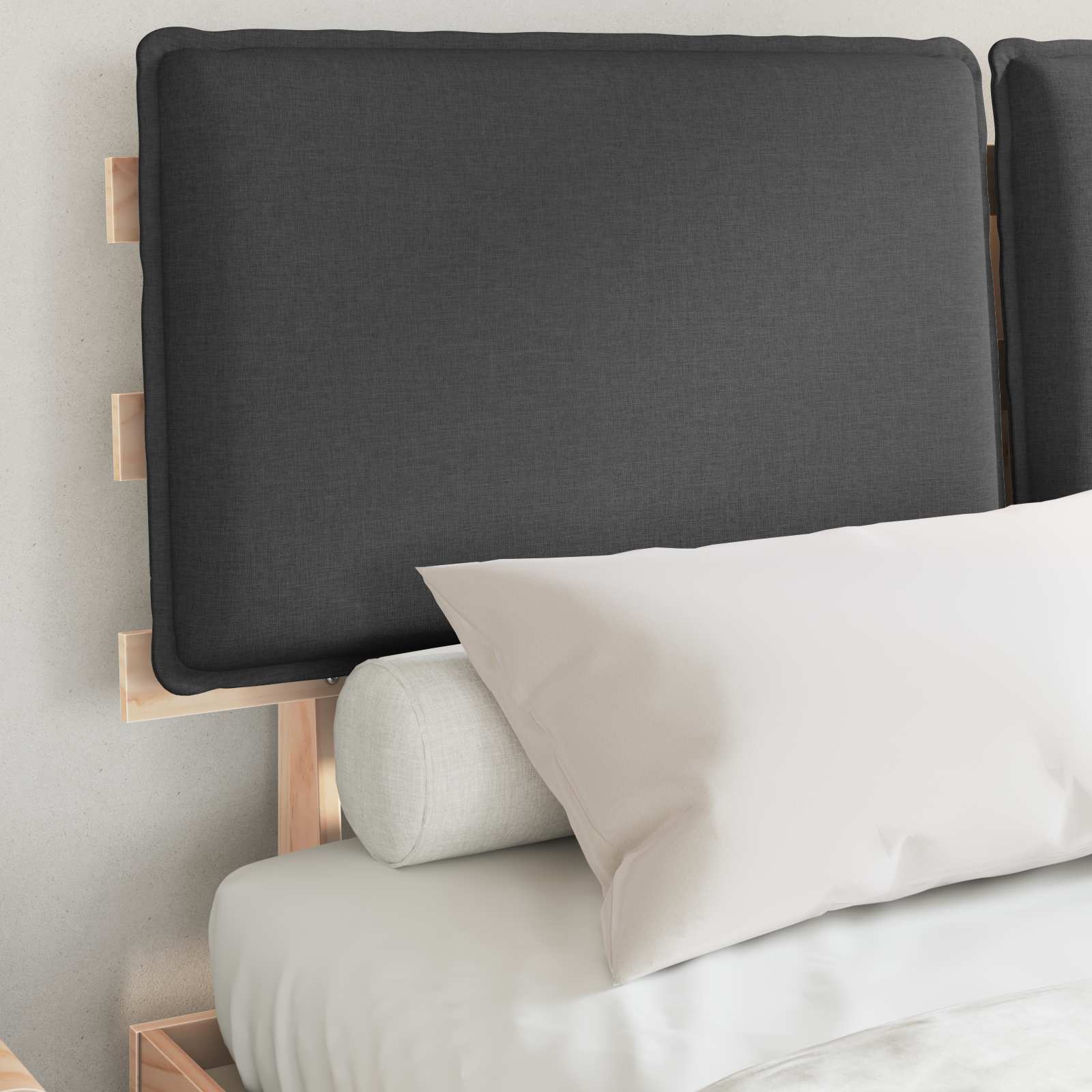 Bedframe met Gevoerd Hoofdgedeelte Donkergrijs 135 x 190 cm