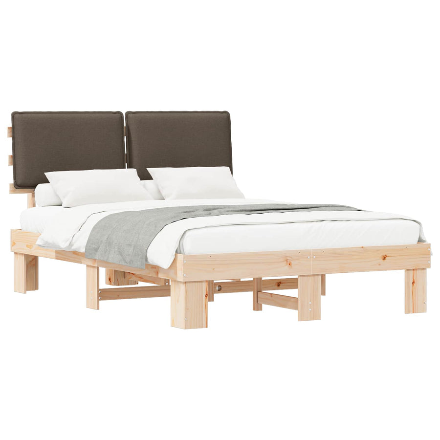 Bedframe met Gevoerd Hoofdgedeelte Taupe 135 x 190 cm
