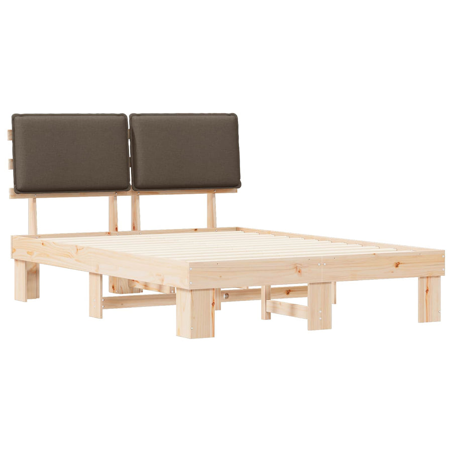 Bedframe met Gevoerd Hoofdgedeelte Taupe 135 x 190 cm