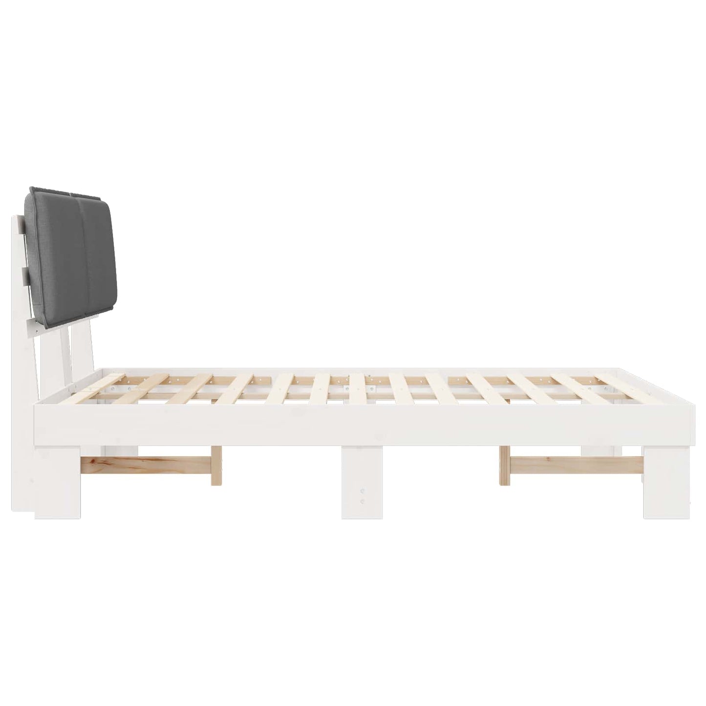 Bedframe met Gevoerd Hoofdgedeelte Lichtgrijs 135 x 190 cm