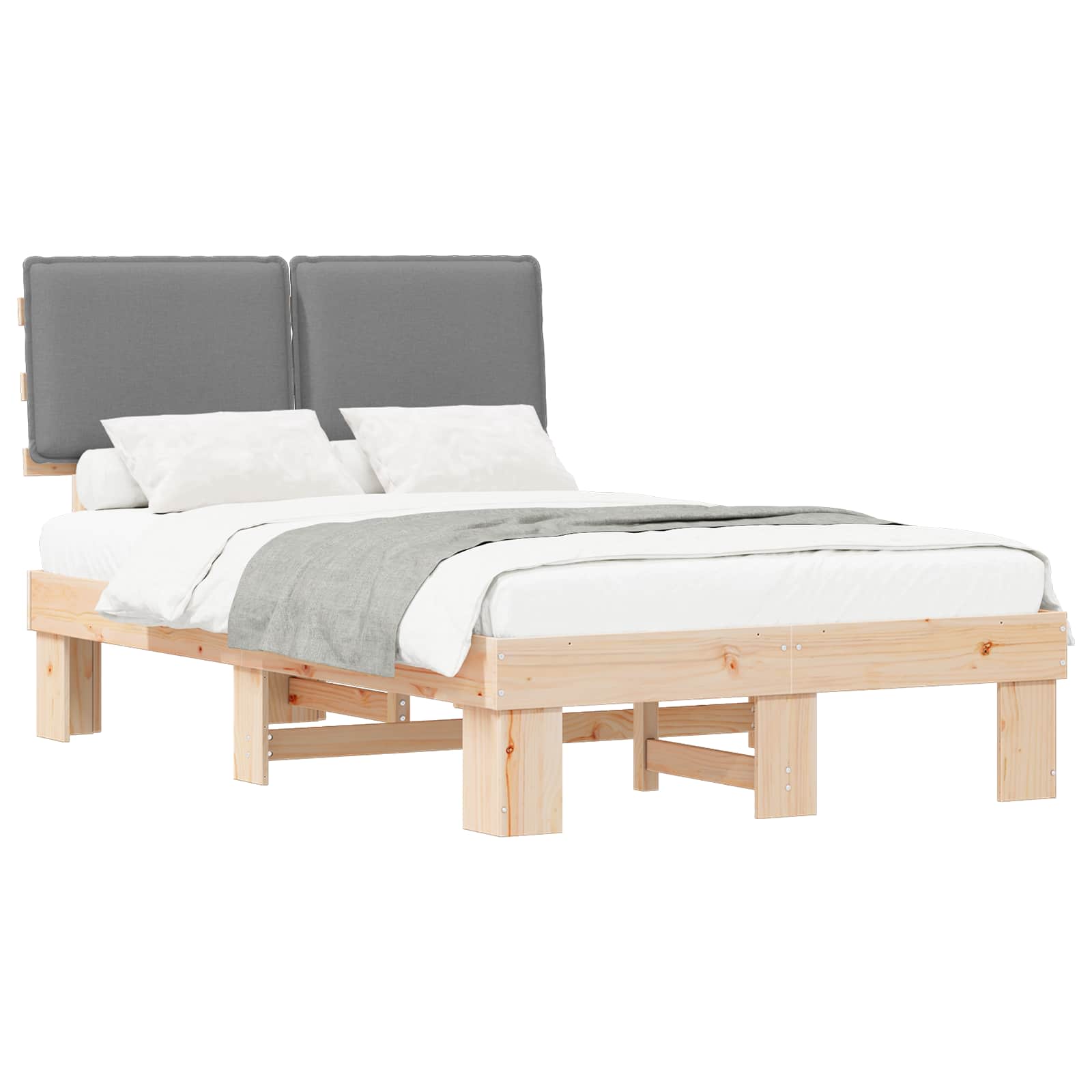 Bedframe met Gevoerd Hoofdgedeelte Lichtgrijs 120 x 190 cm