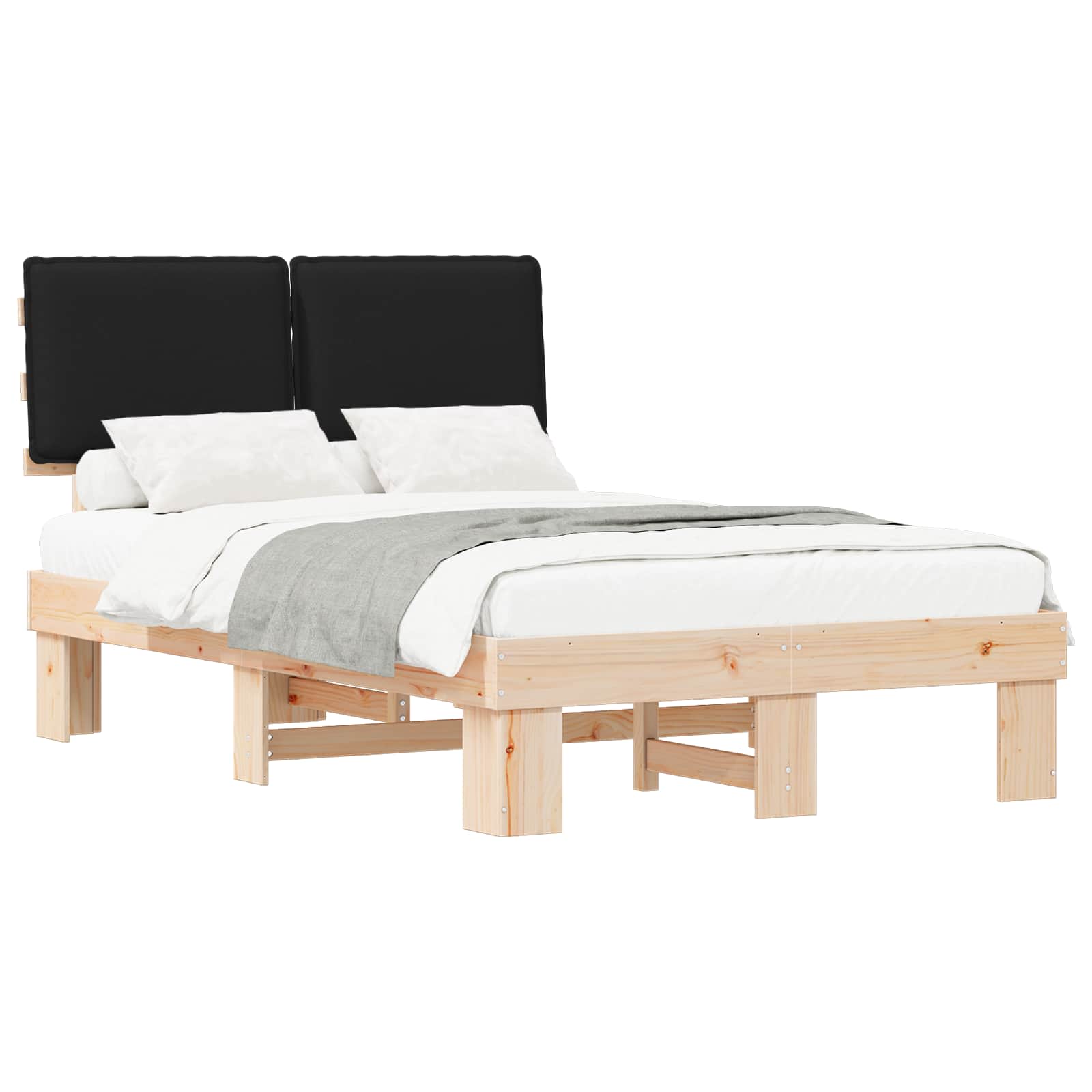 Bedframe met Gevoerd Hoofdgedeelte Zwart 120 x 190 cm