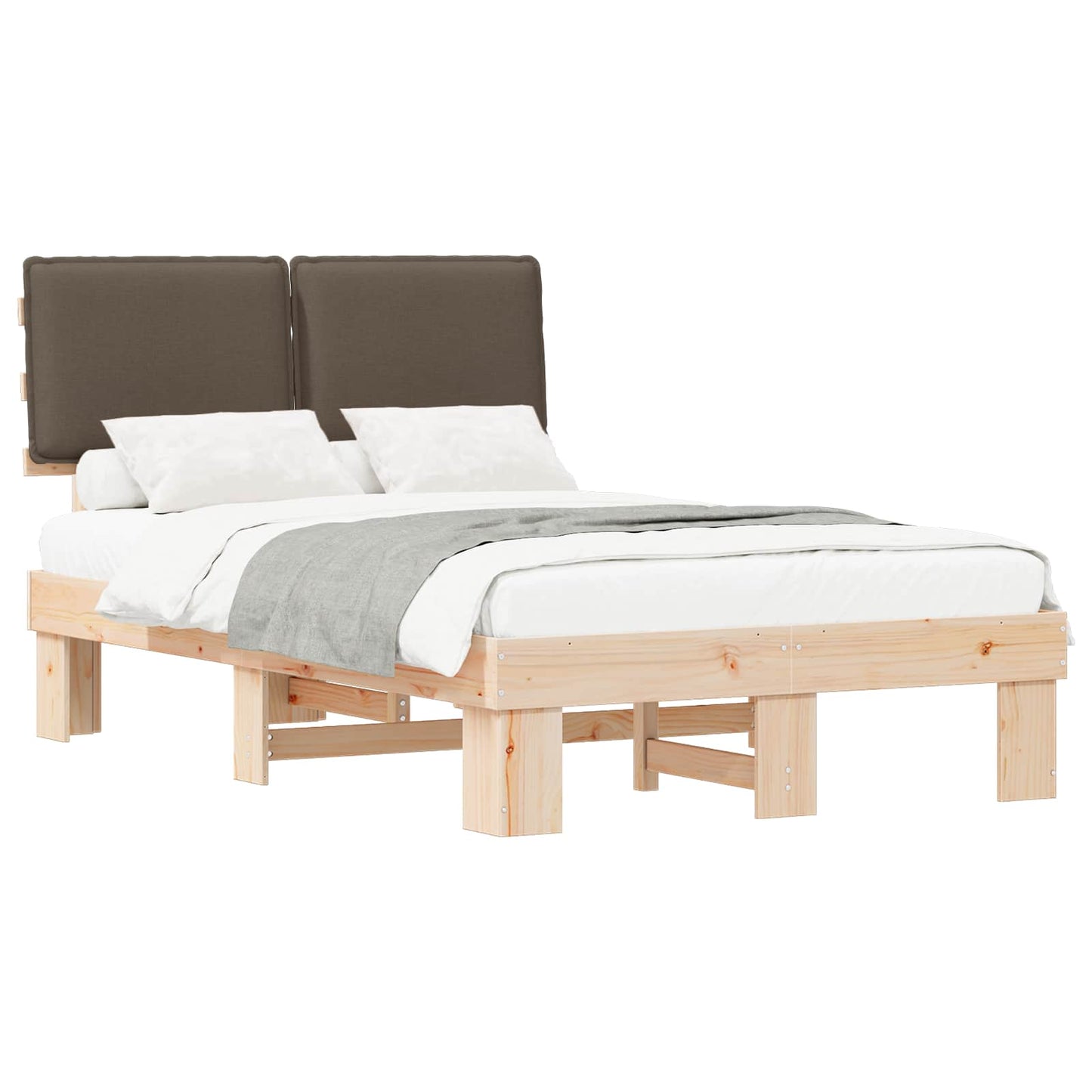 Bedframe met Gevoerd Hoofdgedeelte Taupe 120 x 190 cm
