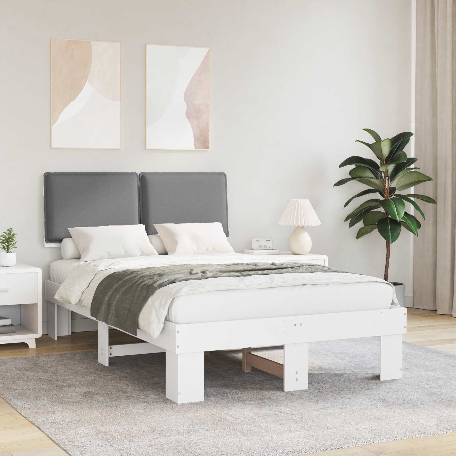 Bedframe met Gevoerd Hoofdgedeelte Lichtgrijs 120 x 190 cm