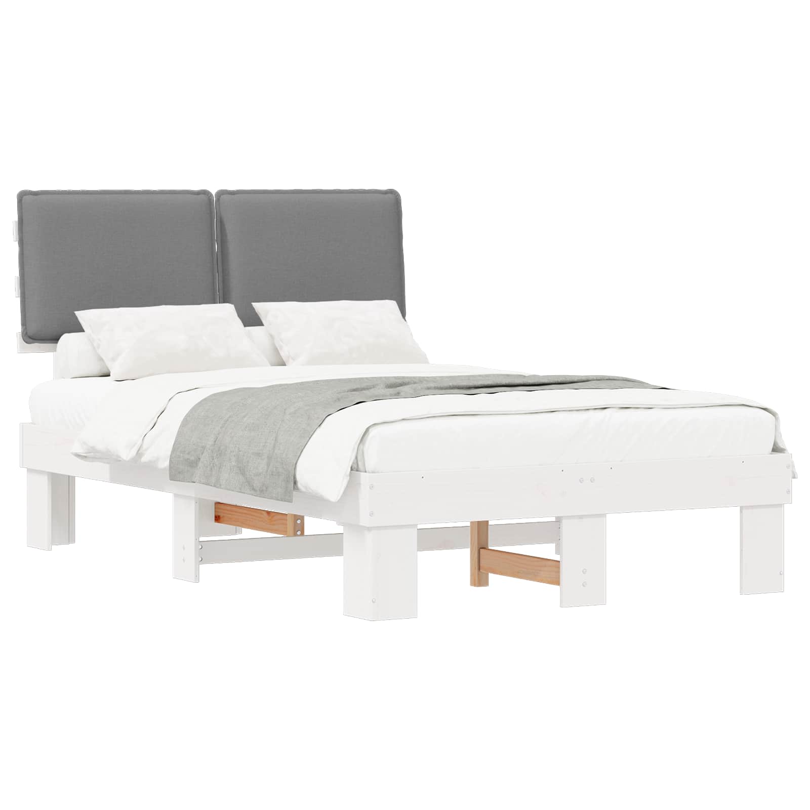 Bedframe met Gevoerd Hoofdgedeelte Lichtgrijs 120 x 190 cm