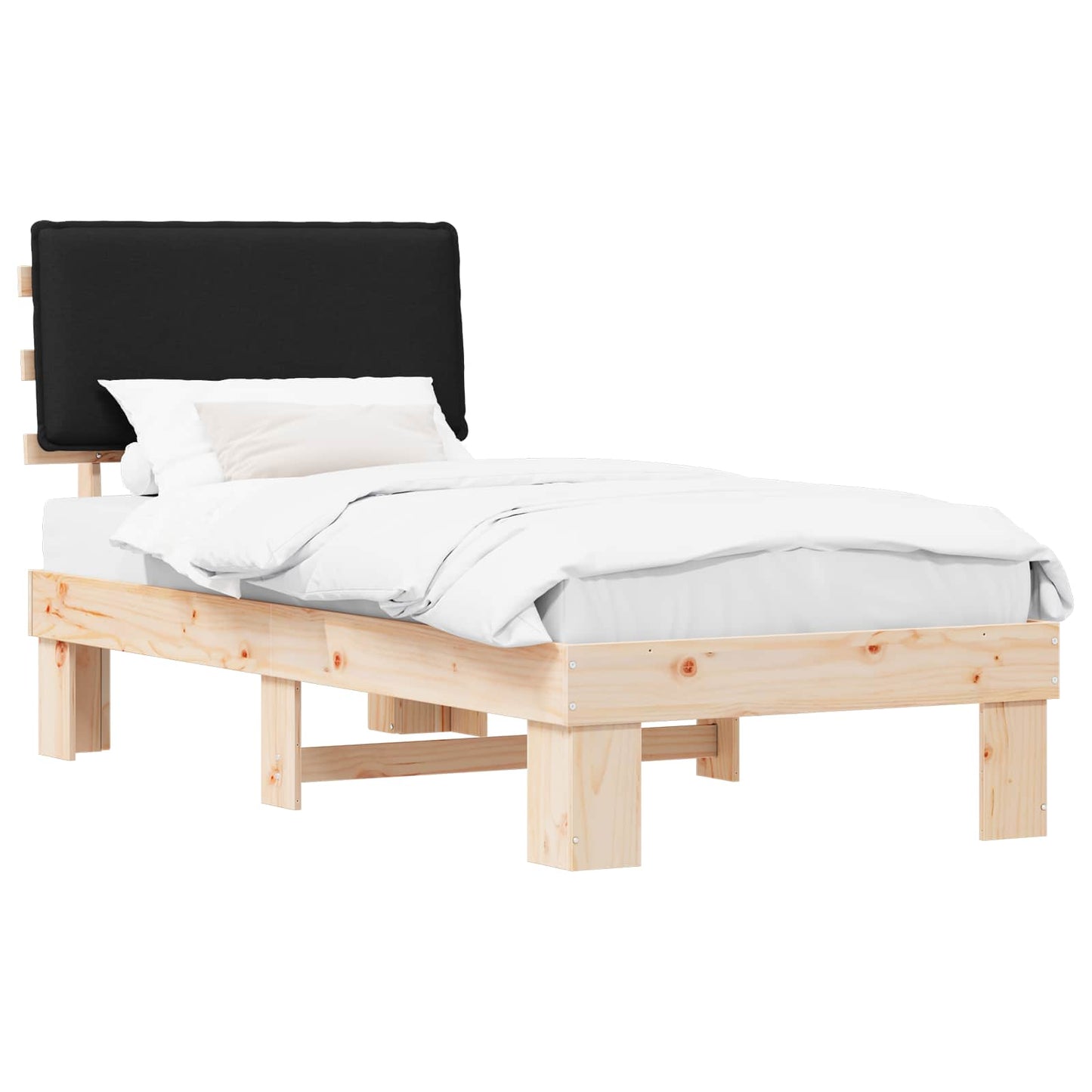 Bedframe met Gevoerd Hoofdgedeelte Zwart 100 x 200 cm