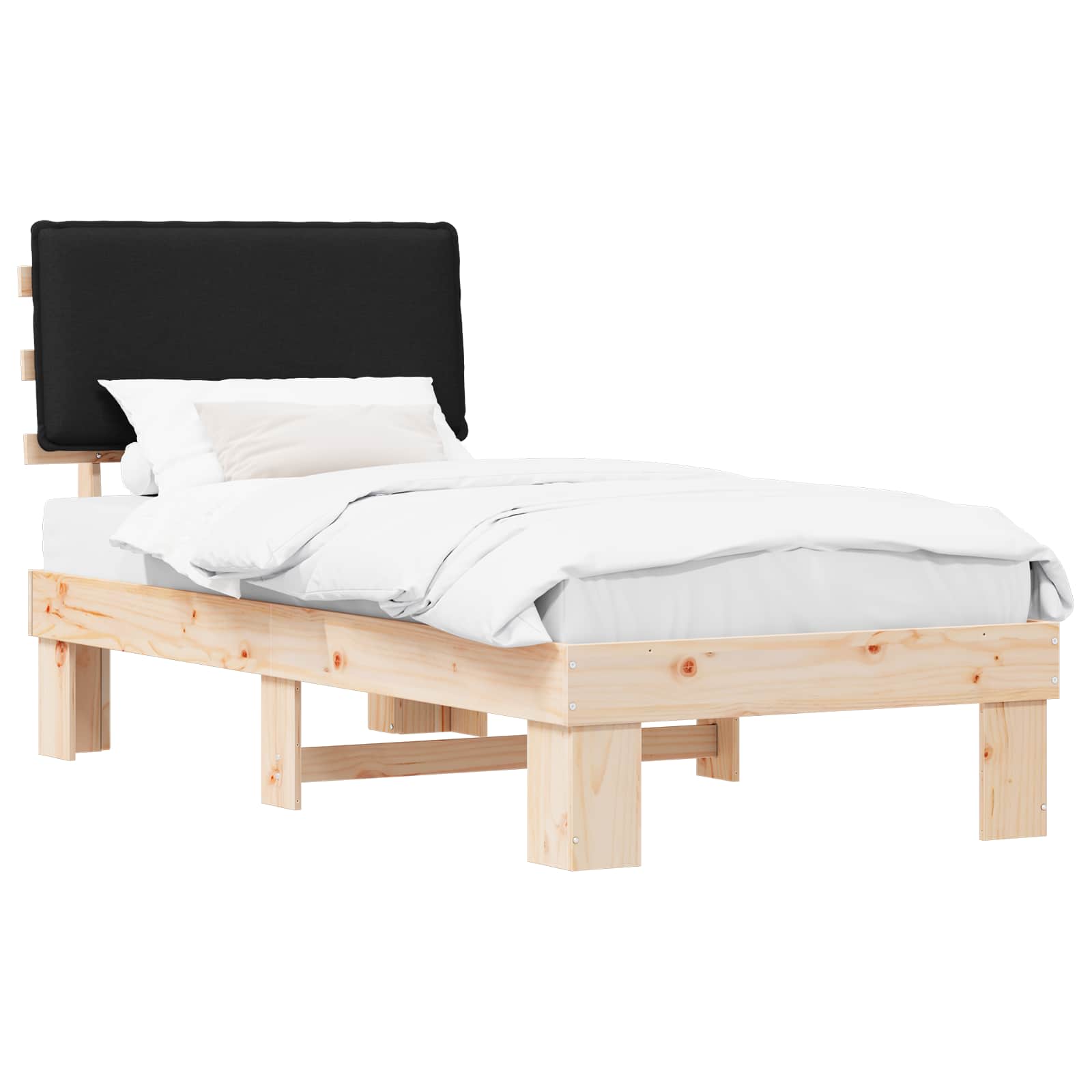 Bedframe met Gevoerd Hoofdgedeelte Zwart 100 x 200 cm
