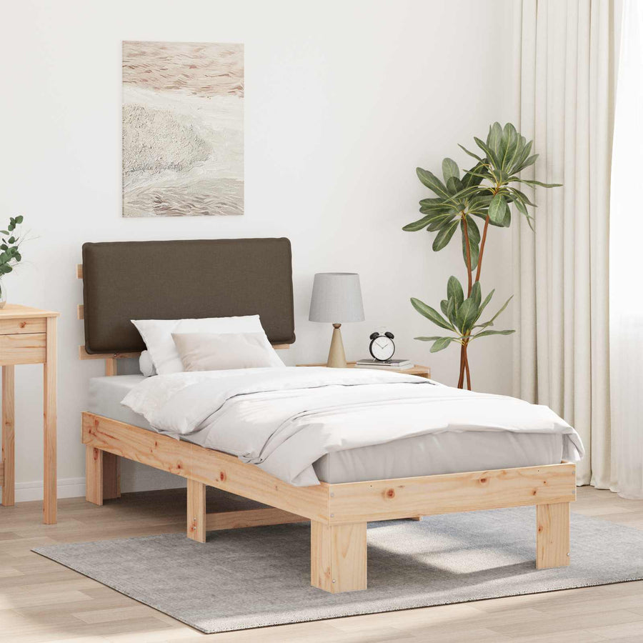 Bedframe met Gevoerd Hoofdgedeelte Taupe 100 x 200 cm