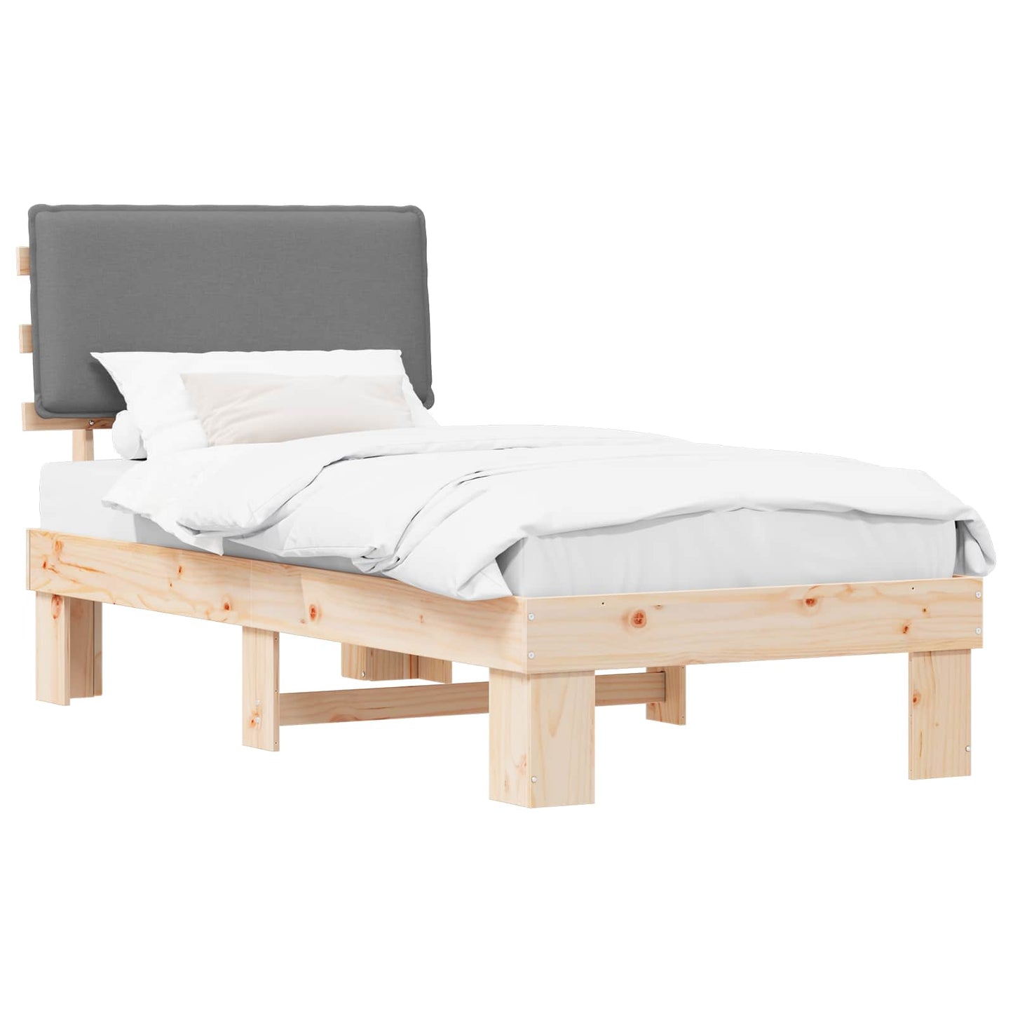 Bedframe met Gevoerd Hoofdgedeelte Lichtgrijs 90 x 200 cm