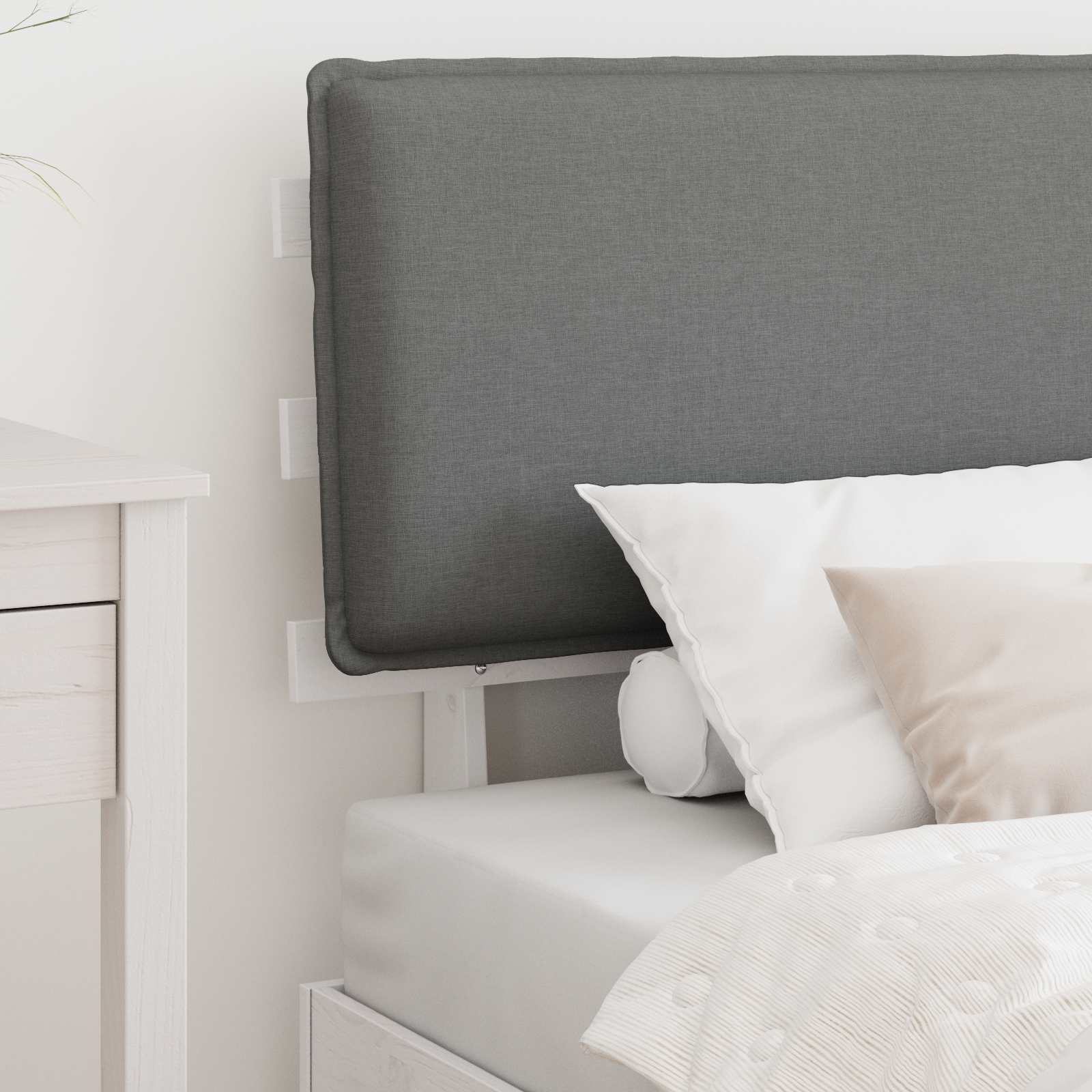 Bedframe met Gevoerd Hoofdgedeelte Lichtgrijs 90 x 200 cm