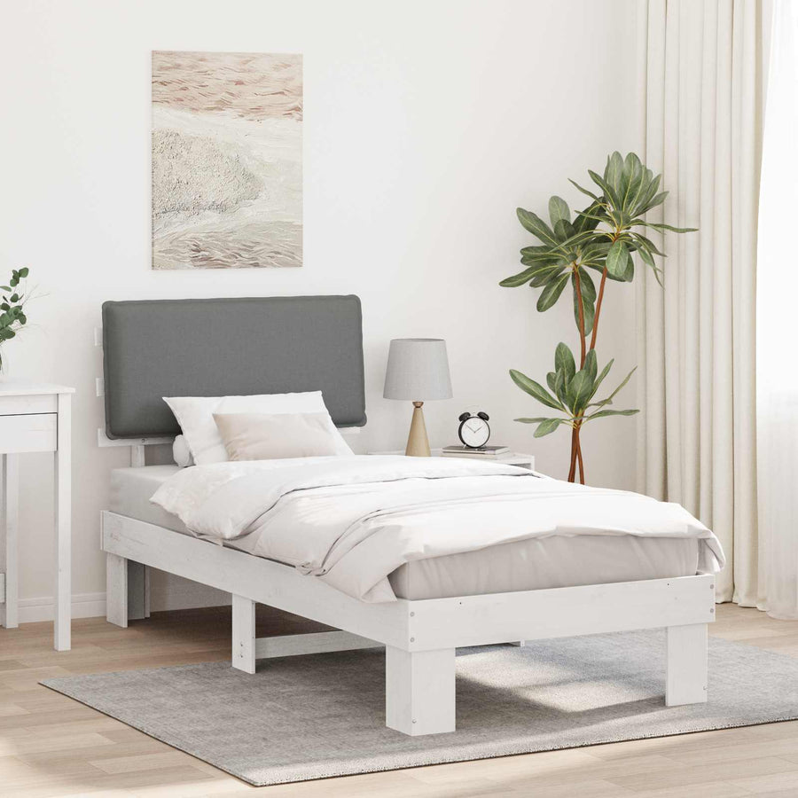 Bedframe met Gevoerd Hoofdgedeelte Lichtgrijs 90 x 200 cm