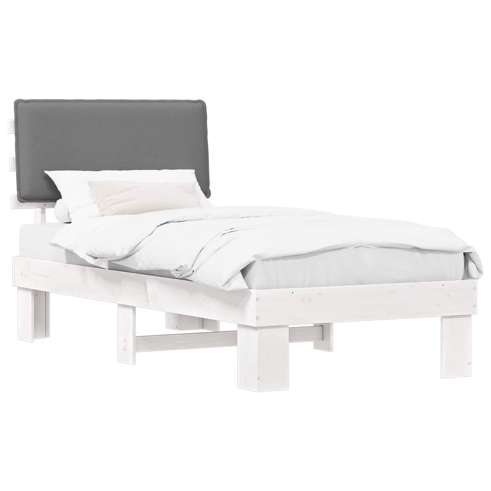 Bedframe met Gevoerd Hoofdgedeelte Lichtgrijs 90 x 200 cm
