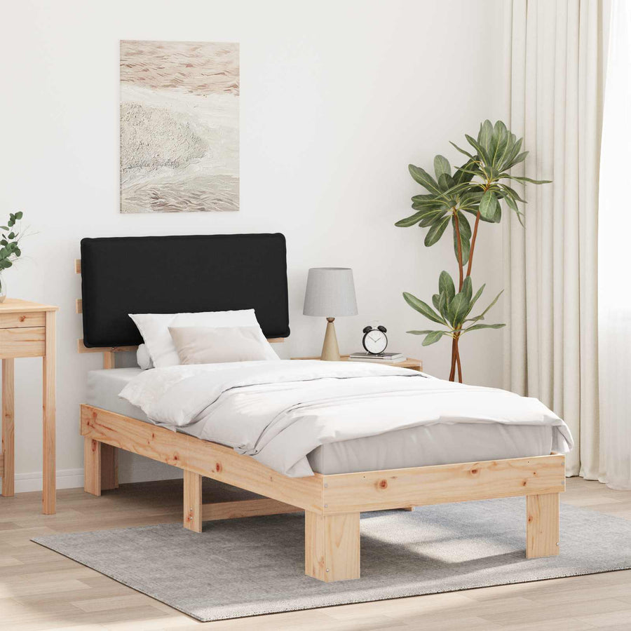 Bedframe met Gevoerd Hoofdgedeelte Zwart 80 x 200 cm