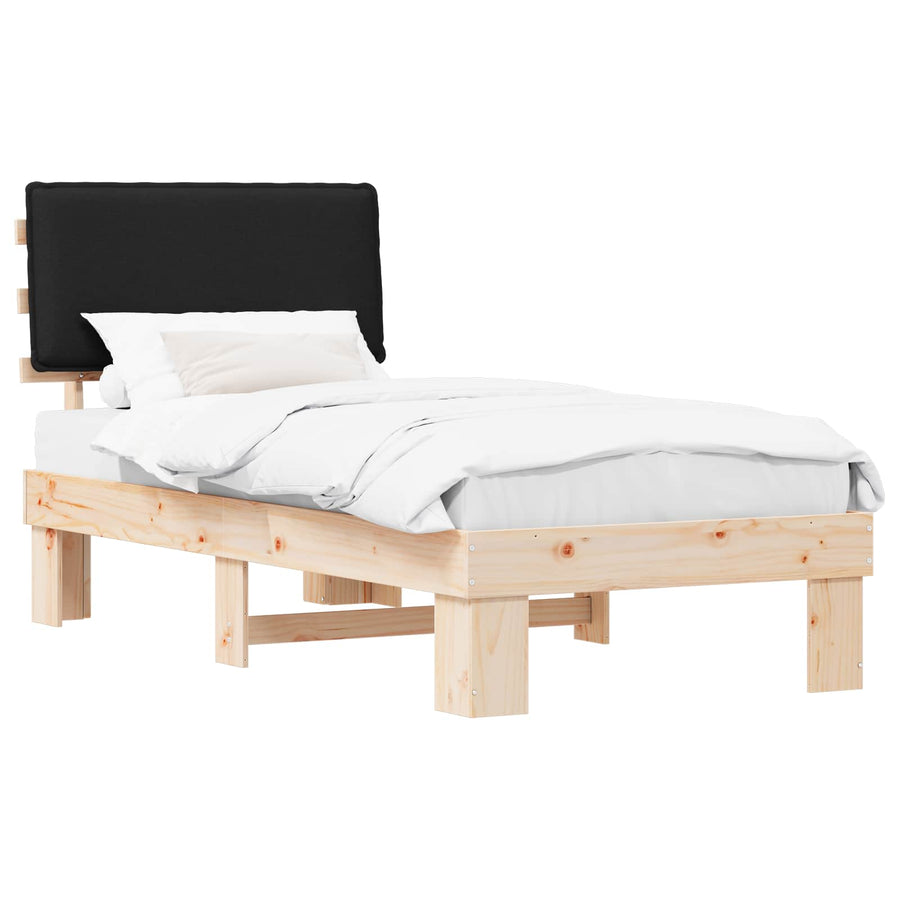 Bedframe met Gevoerd Hoofdgedeelte Zwart 80 x 200 cm
