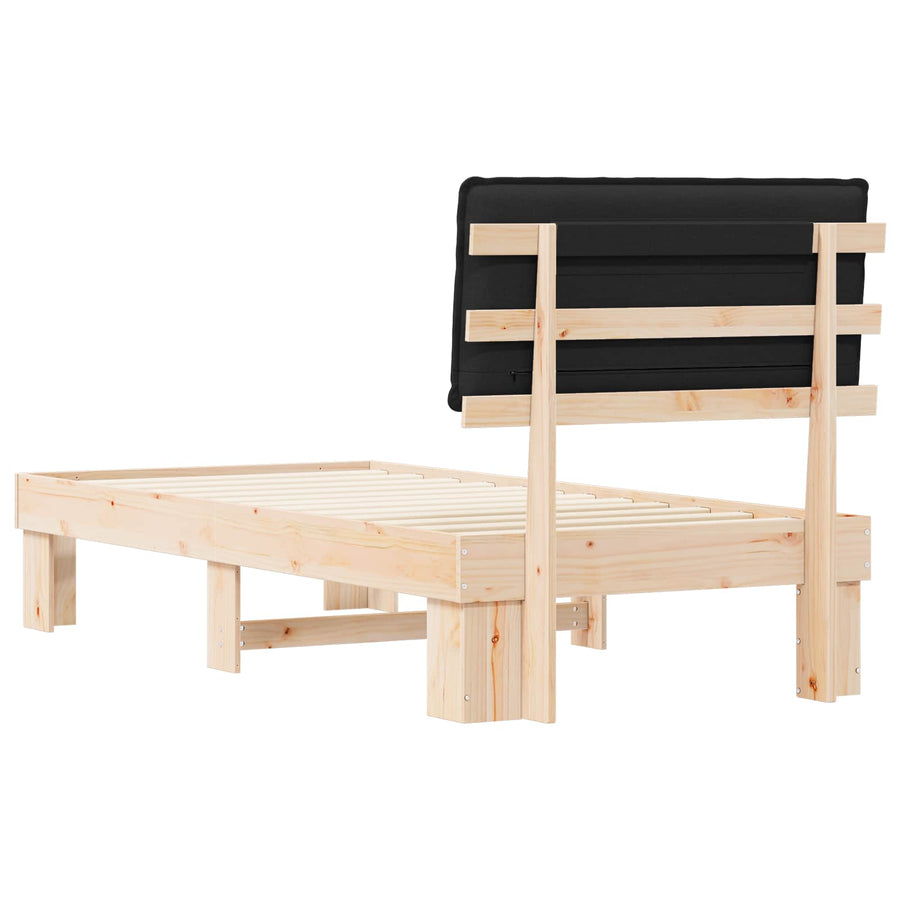 Bedframe met Gevoerd Hoofdgedeelte Zwart 80 x 200 cm
