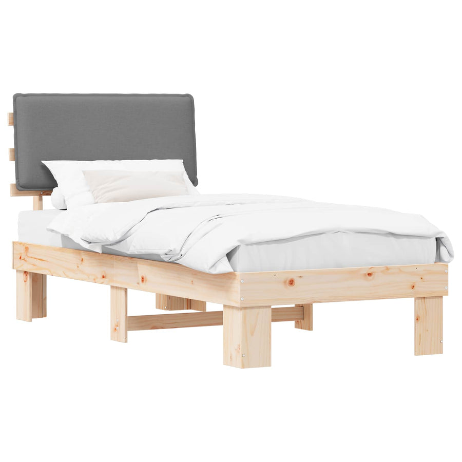 Bedframe met Gevoerd Hoofdgedeelte Lichtgrijs 90 x 190 cm