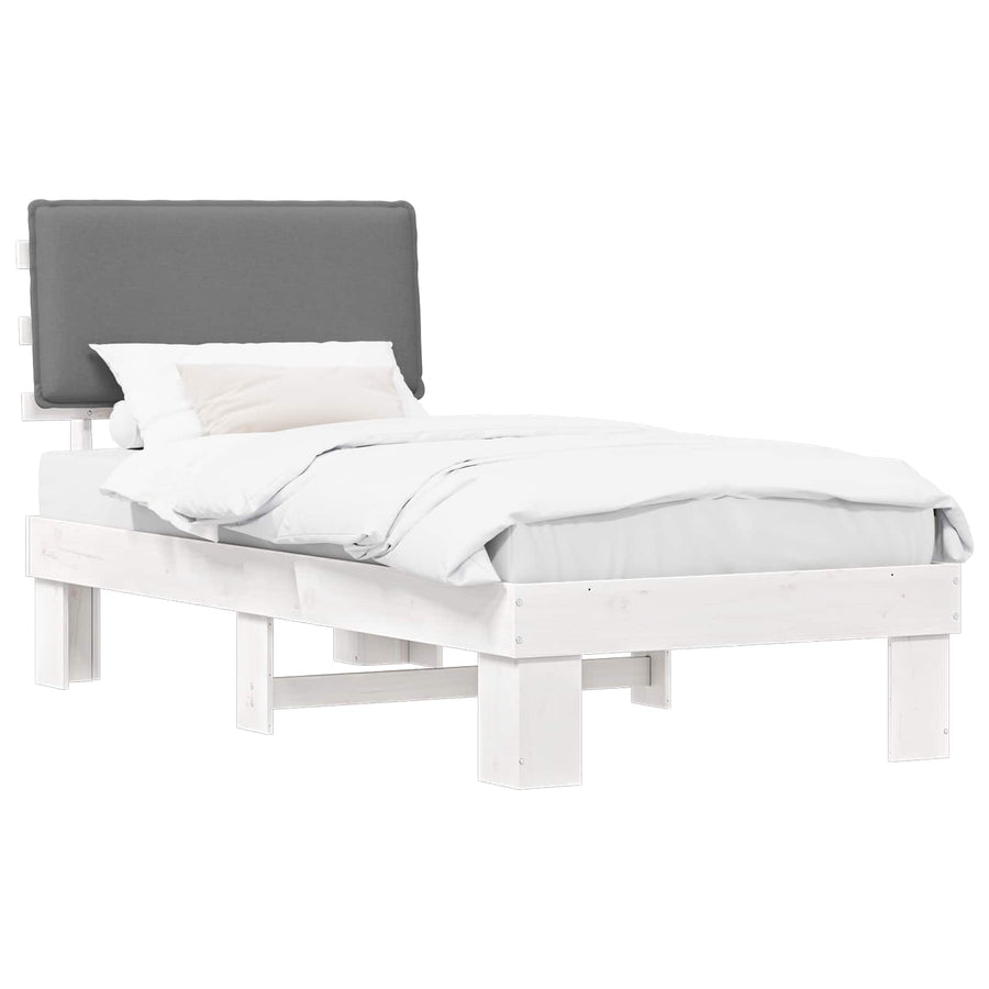 Bedframe met Gevoerd Hoofdgedeelte Lichtgrijs 90 x 190 cm
