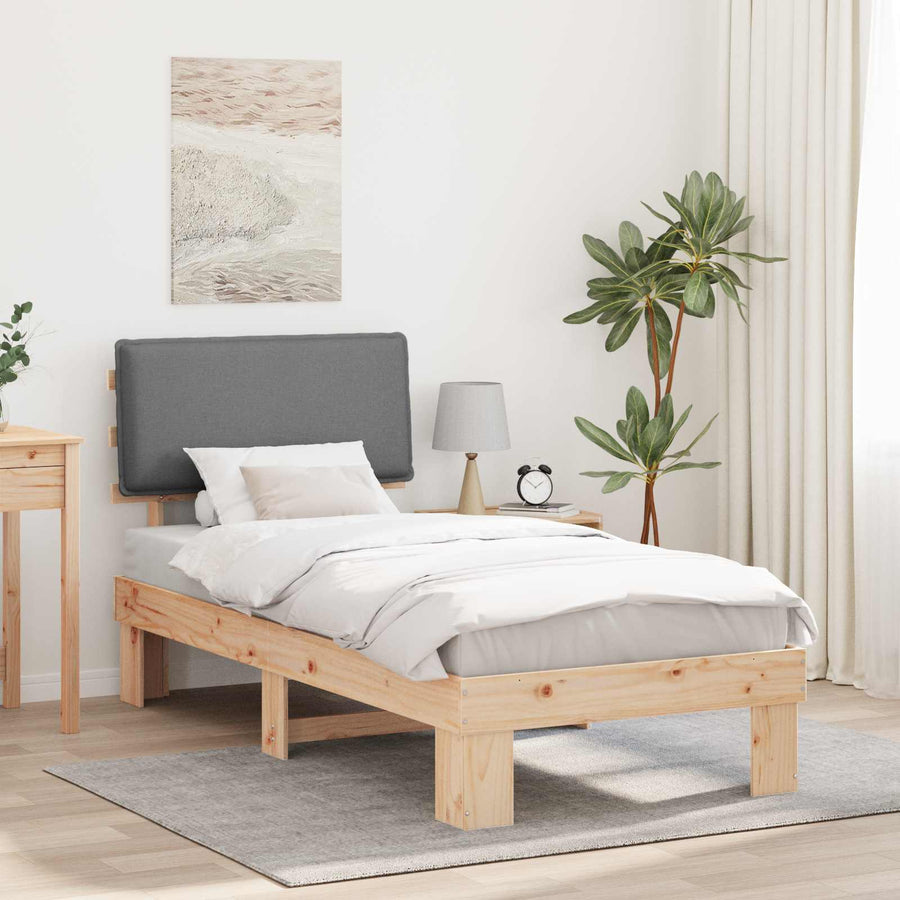 Bedframe met Gevoerd Hoofdgedeelte Lichtgrijs 75 x 190 cm