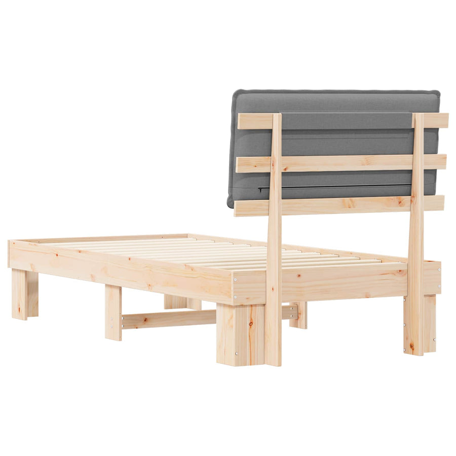 Bedframe met Gevoerd Hoofdgedeelte Lichtgrijs 75 x 190 cm