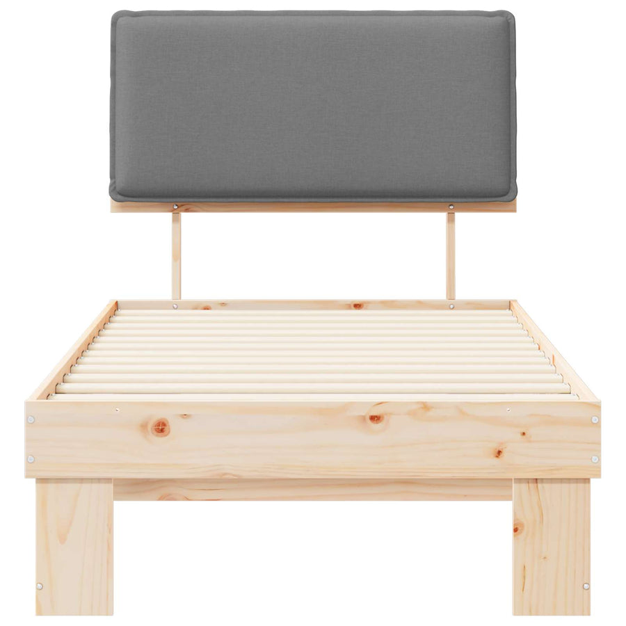 Bedframe met Gevoerd Hoofdgedeelte Lichtgrijs 75 x 190 cm