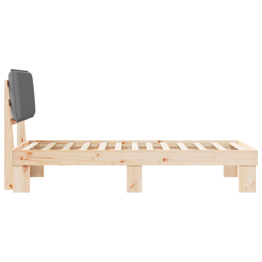 Bedframe met Gevoerd Hoofdgedeelte Lichtgrijs 75 x 190 cm