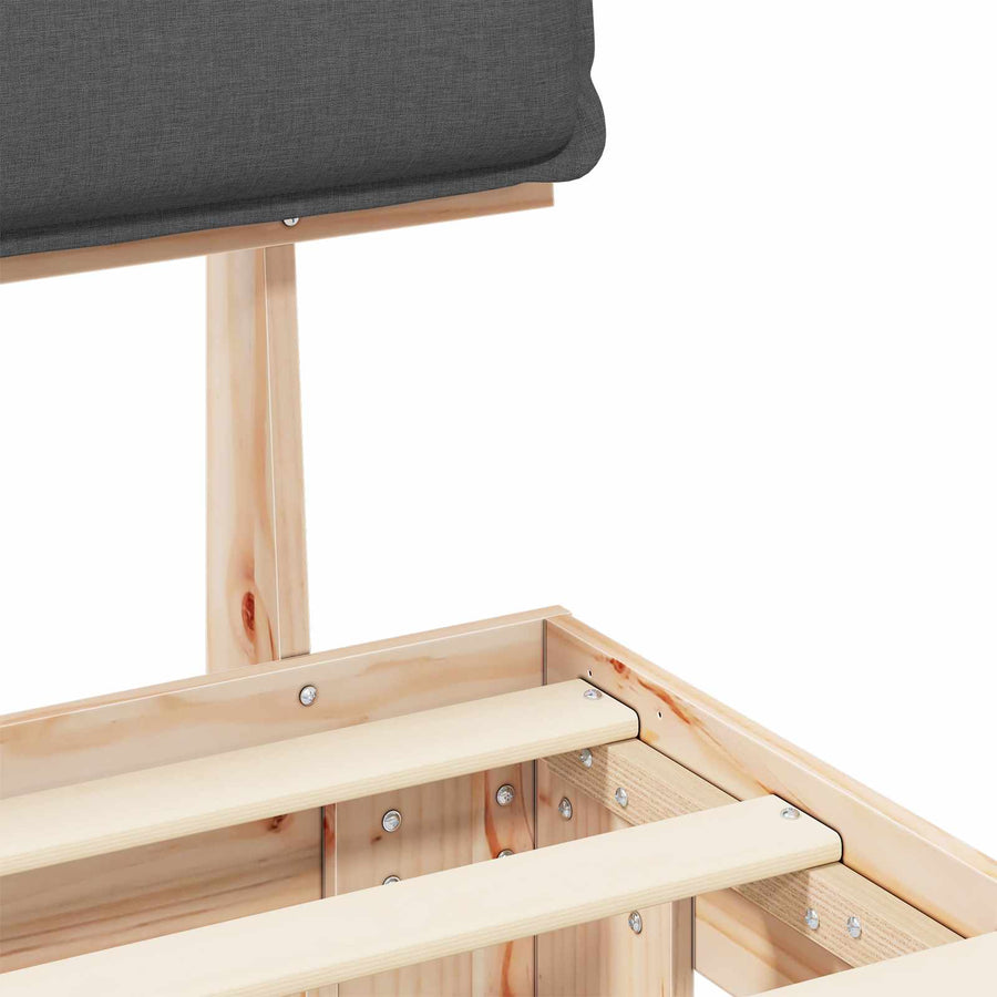 Bedframe met Gevoerd Hoofdgedeelte Donkergrijs 75 x 190 cm