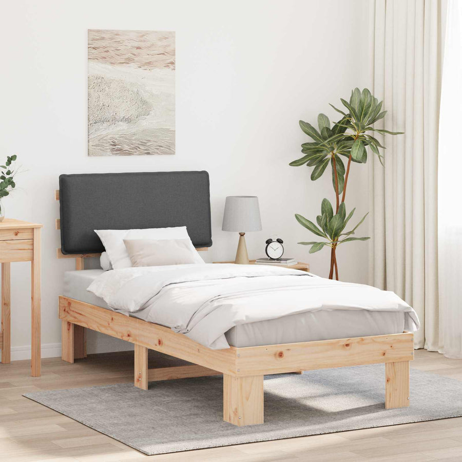 Bedframe met Gevoerd Hoofdgedeelte Donkergrijs 75 x 190 cm