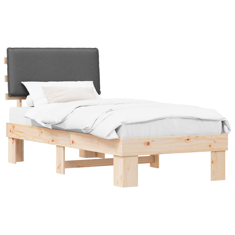 Bedframe met Gevoerd Hoofdgedeelte Donkergrijs 75 x 190 cm