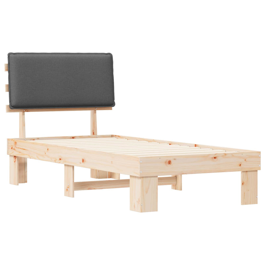 Bedframe met Gevoerd Hoofdgedeelte Donkergrijs 75 x 190 cm