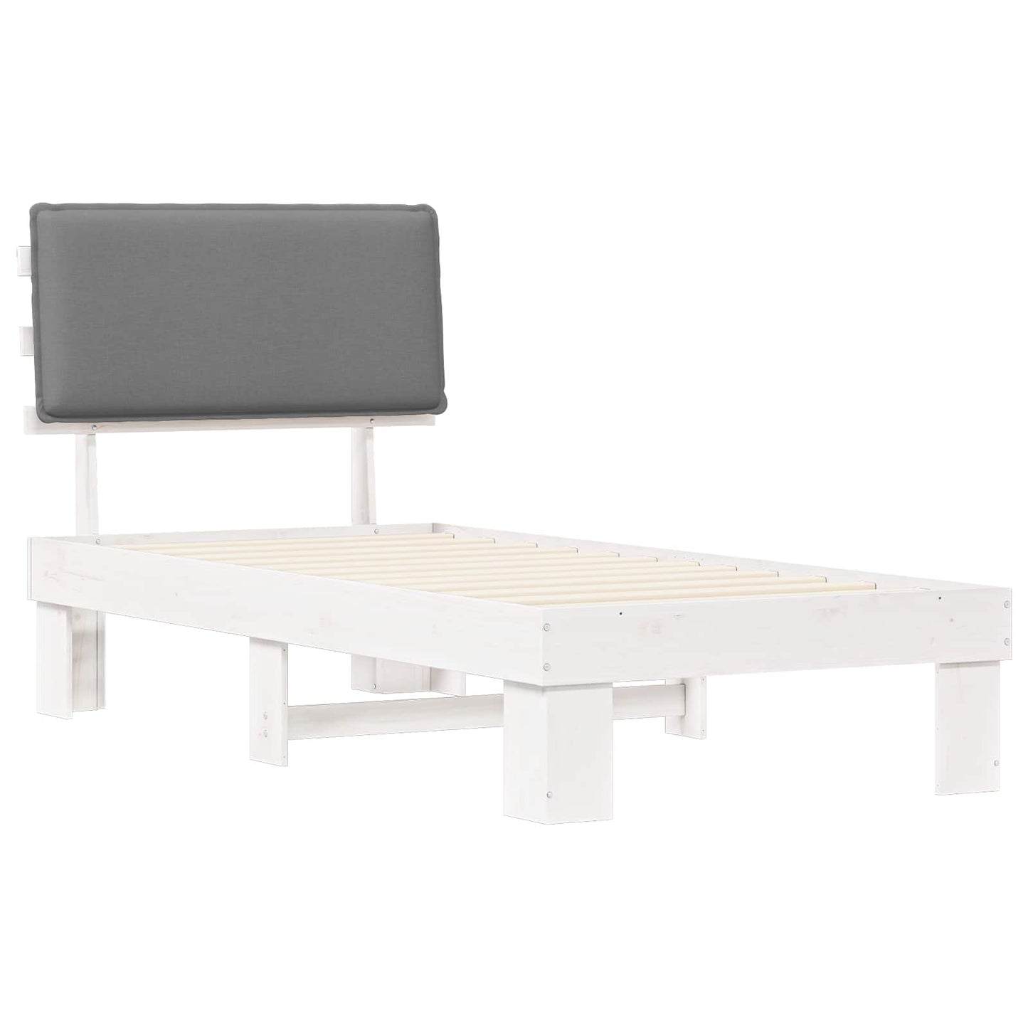 Bedframe met Gevoerd Hoofdgedeelte Lichtgrijs 75 x 190 cm