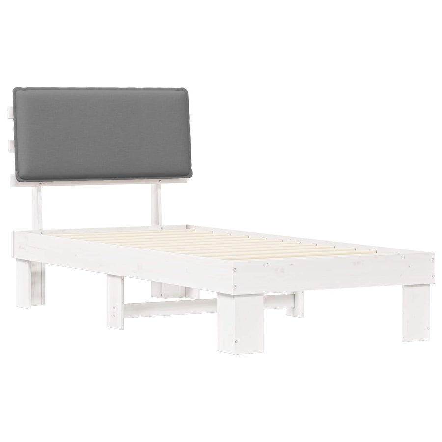 Bedframe met Gevoerd Hoofdgedeelte Lichtgrijs 75 x 190 cm