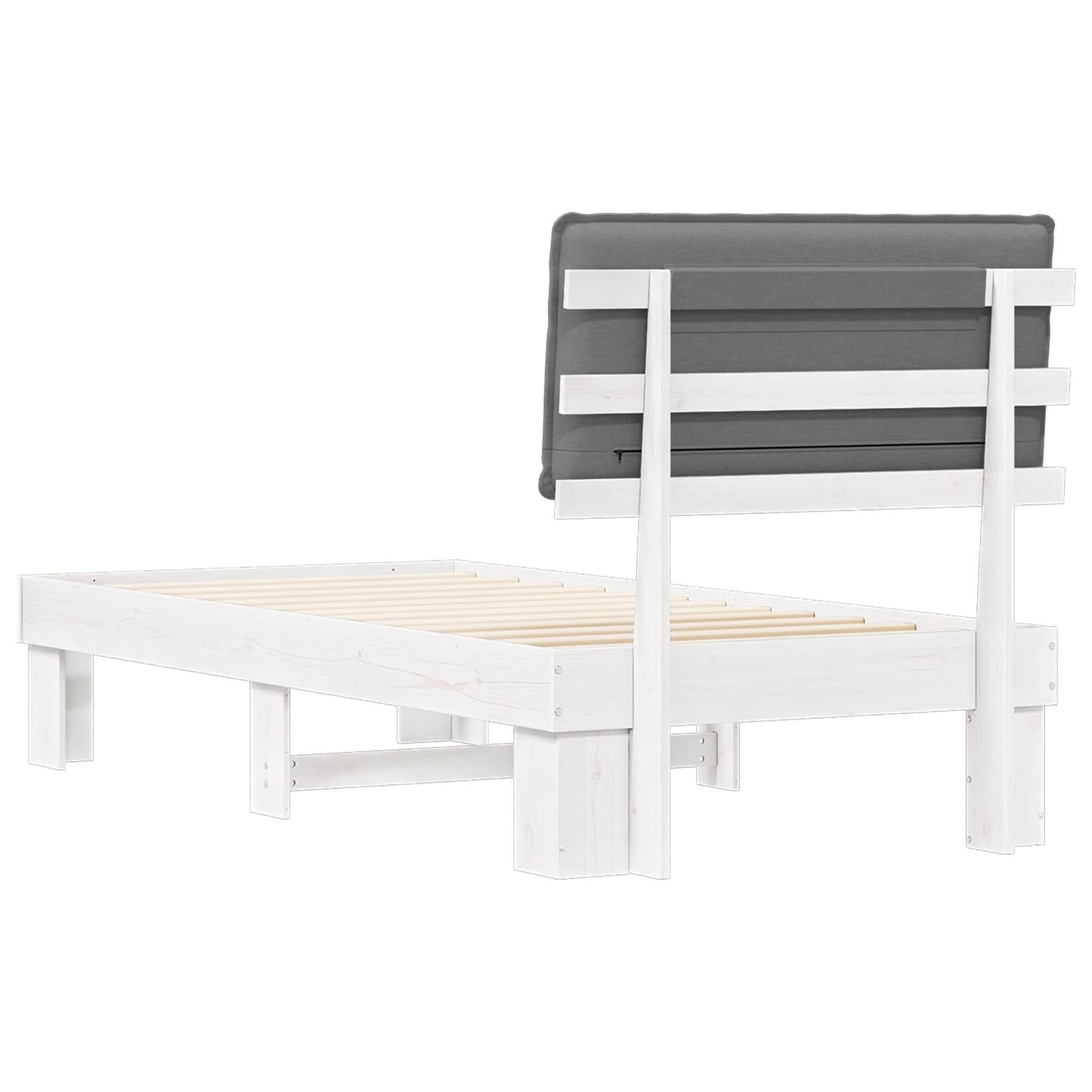 Bedframe met Gevoerd Hoofdgedeelte Lichtgrijs 75 x 190 cm