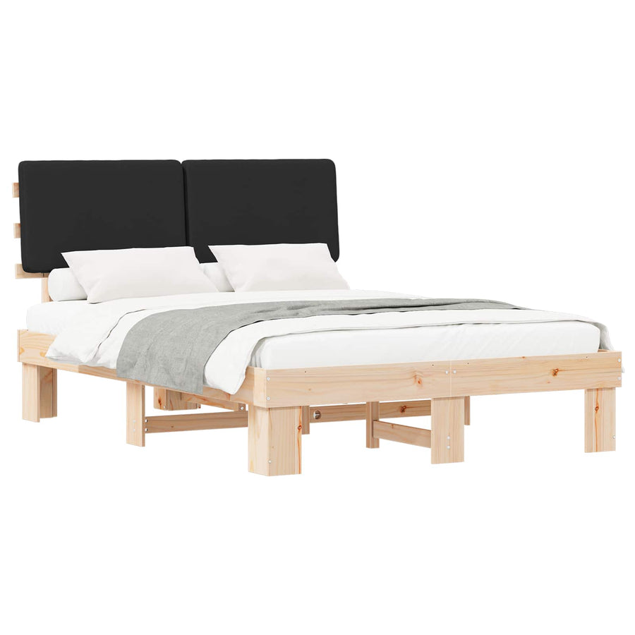 Bedframe met Gevoerd Hoofdgedeelte Zwart 160 x 200 cm
