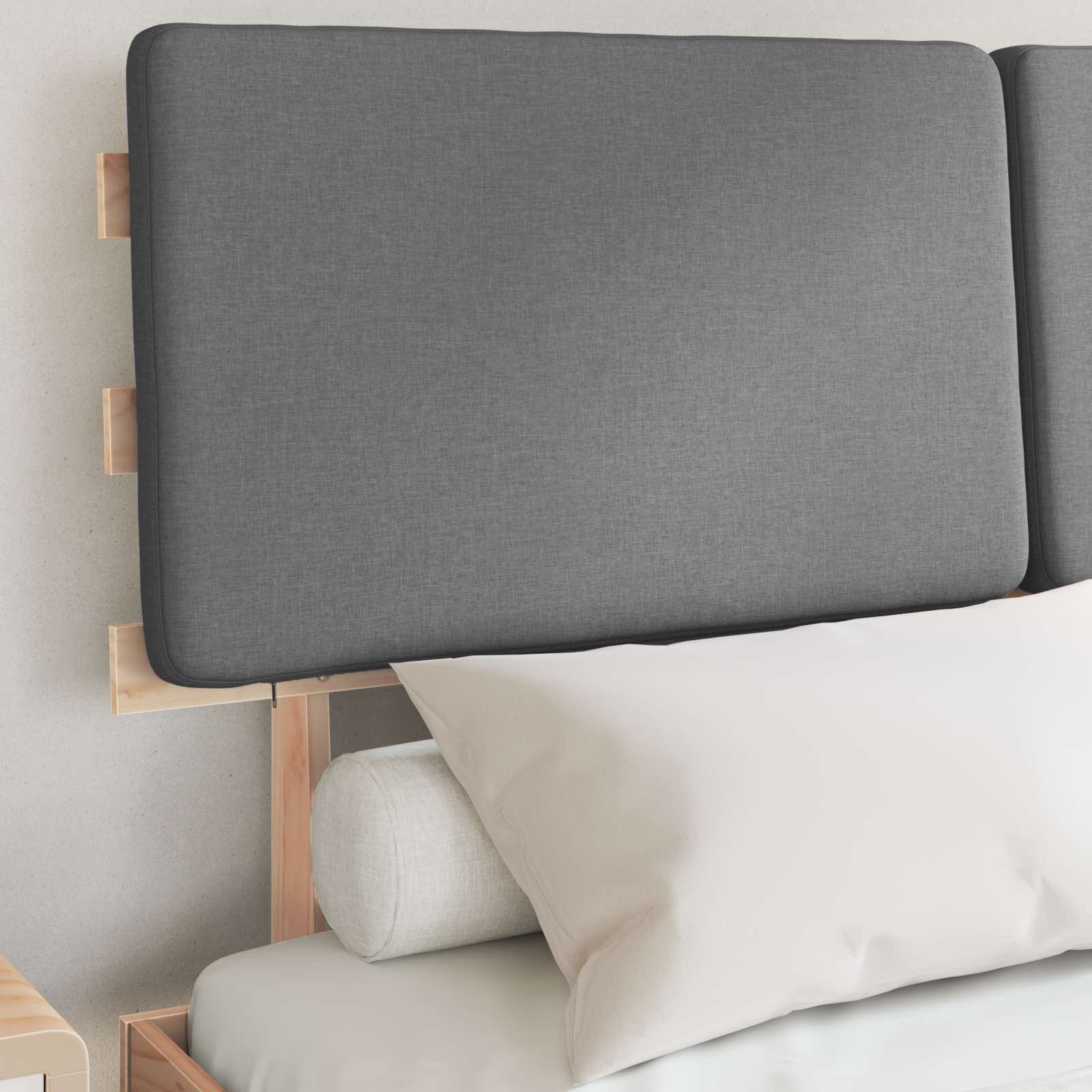 Bedframe met Gevoerd Hoofdgedeelte Lichtgrijs 150 x 200 cm