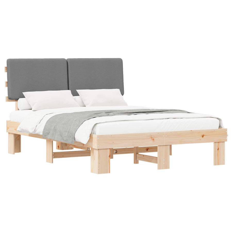 Bedframe met Gevoerd Hoofdgedeelte Lichtgrijs 150 x 200 cm