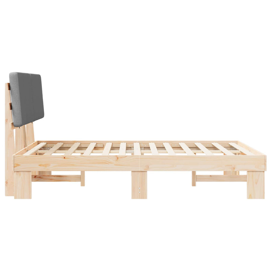 Bedframe met Gevoerd Hoofdgedeelte Lichtgrijs 150 x 200 cm