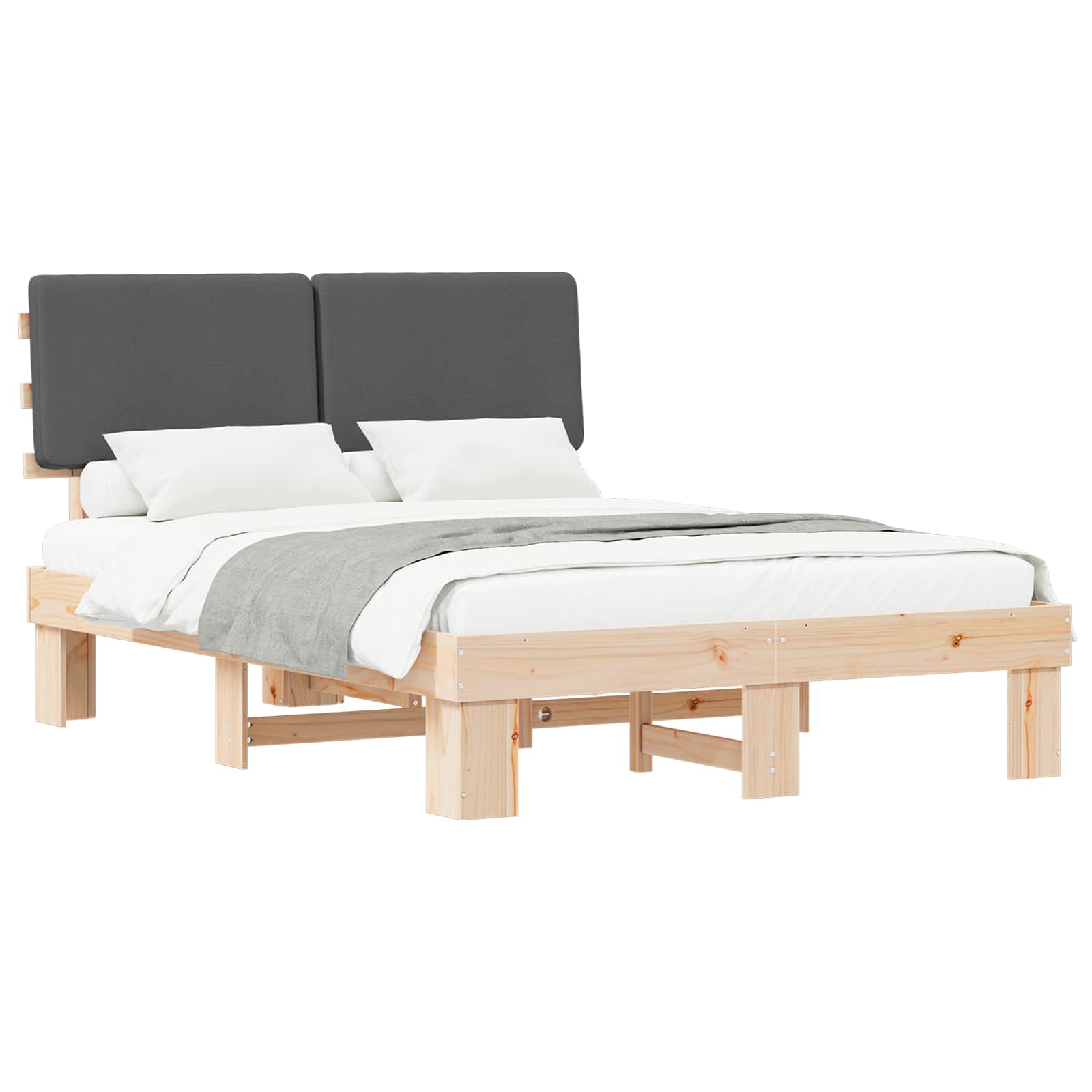 Bedframe met Gevoerd Hoofdgedeelte Donkergrijs 150 x 200 cm
