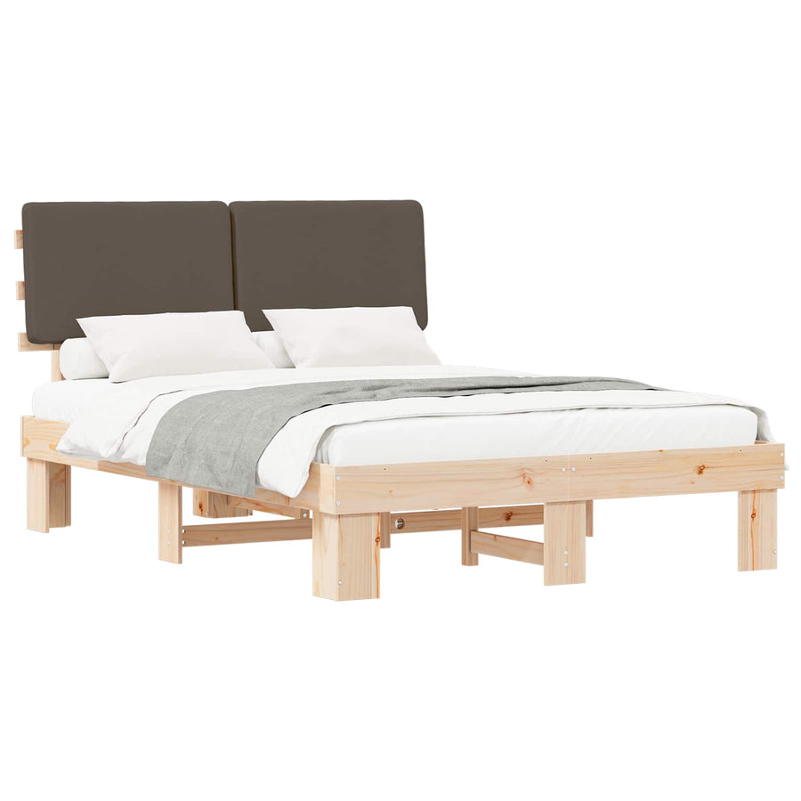 Bedframe met Gevoerd Hoofdgedeelte Taupe 140 x 200 cm